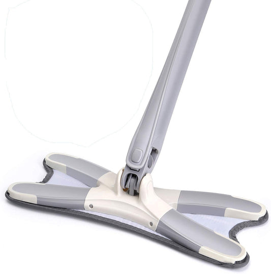 Rotating X Mop Flat Microfiber Floor Mop with 360° Squeeze System and Replaceable Cloth Heads