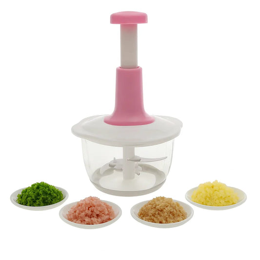 2L Multi-Function Hand-Push Chopper - Large Capacity Manual Food Processor For Efficient Chopping, Mixing, And Preparation In The Kitchen (Random Color)